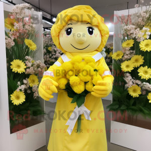 Yellow Bouquet Of Flowers mascot costume character dressed with a Poplin Shirt and Shawls