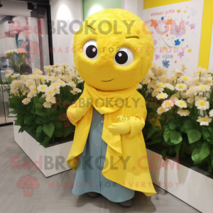 Yellow Bouquet Of Flowers mascot costume character dressed with a Poplin Shirt and Shawls