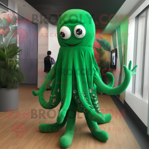 Forest Green Octopus maskot...