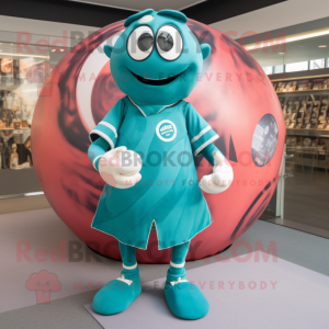 Teal Rugby Ball maskot...