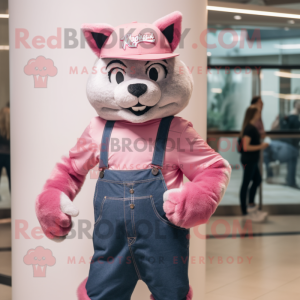 Pink Bobcat maskot kostume...