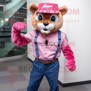 Pink Bobcat maskot kostume...