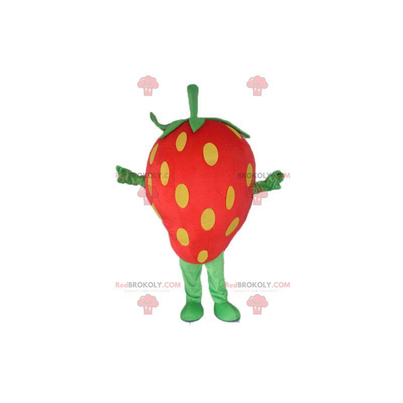 Mascotte gigante fragola rossa gialla e verde - Redbrokoly.com