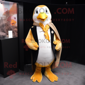Gold Penguin maskot kostym...