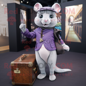 Lavender Dormouse mascot costume character dressed with a Turtleneck and Briefcases