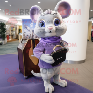 Lavender Dormouse mascot costume character dressed with a Turtleneck and Briefcases