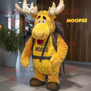 Gold Moose maskot kostym...