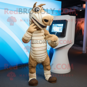 Beige Quagga maskot kostume...