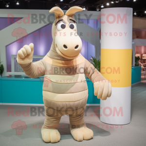 Beige Quagga maskot kostume...