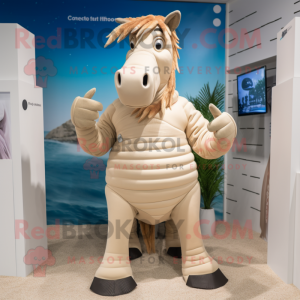 Beige Quagga maskot kostume...