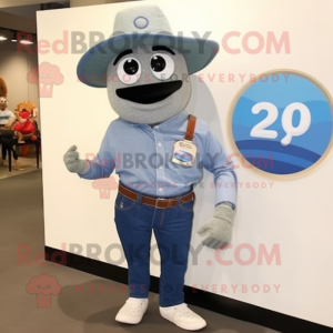 Gray Fajitas mascot costume character dressed with a Chambray Shirt and Digital watches