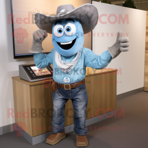 Gray Fajitas mascot costume character dressed with a Chambray Shirt and Digital watches
