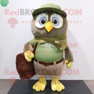 Olive Owl maskot kostym...