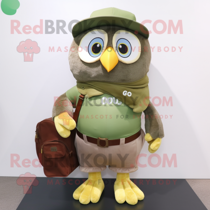Olive Owl mascot costume character dressed with a Bootcut Jeans and Wallets