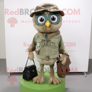 Olive Owl mascot costume character dressed with a Bootcut Jeans and Wallets