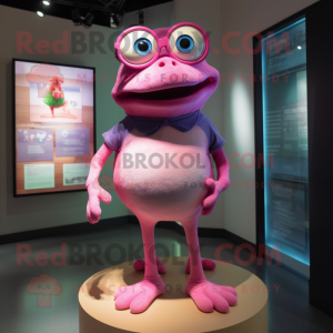 Pink Frog maskot kostume...