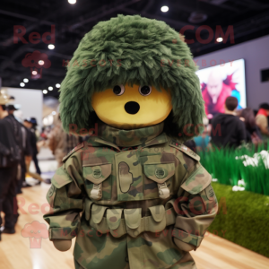 nan Army Soldier mascot costume character dressed with a Hoodie and Hair clips