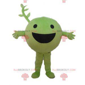 Velmi usměvavý zelený zeleninový ovocný hrášek maskot -