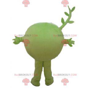 Mascotte de petit pois de fruit de légume vert très souriant -