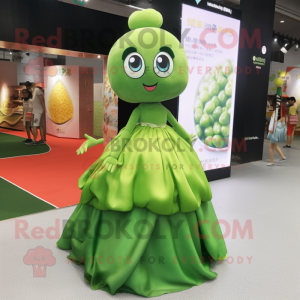 Olive Fried Rice mascot costume character dressed with a Ball Gown and Anklets
