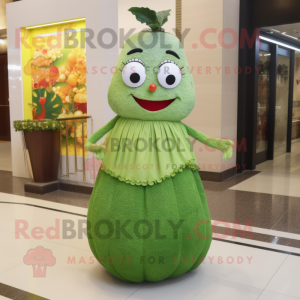 Olive Fried Rice mascot costume character dressed with a Ball Gown and Anklets