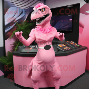 Pink Velociraptor maskot...