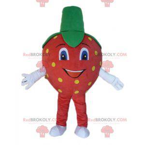 Mascota de fresa gigante rojo amarillo y verde - Redbrokoly.com