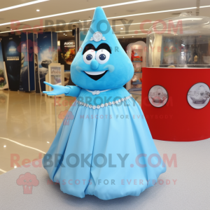 Sky Blue Engagement Ring mascot costume character dressed with a A-Line Skirt and Hairpins