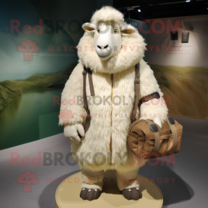 Cream Suffolk Sheep maskot...