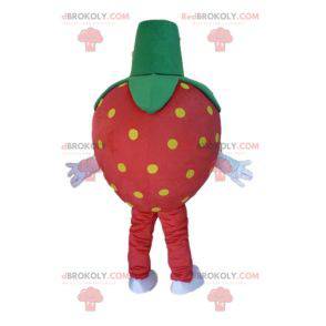 Mascote gigante vermelho amarelo e verde morango -