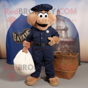 Navy Jambalaya mascot costume character dressed with a Cargo Pants and Coin purses