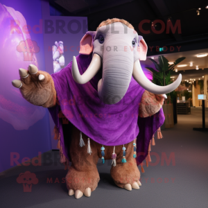 Purple Mammoth mascot costume character dressed with a Capri Pants and Shawls