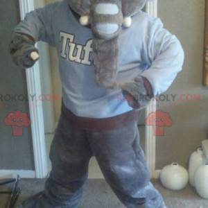 Gray elephant mascot looking fierce - Redbrokoly.com