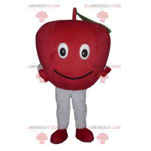 Mascotte de pomme rouge géante et souriante - Redbrokoly.com