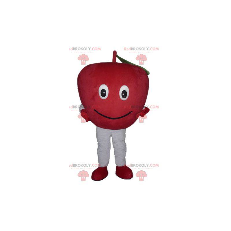 Mascote gigante e sorridente de maçã vermelha - Redbrokoly.com