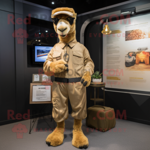 Gold Camel mascot costume character dressed with a Cargo Pants and Bracelets