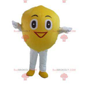 Mascotte de citron jaune géant et souriant - Redbrokoly.com