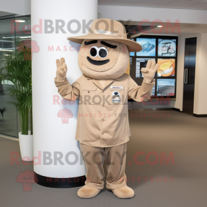 Tan Engagement Ring mascot costume character dressed with a Jumpsuit and Hat pins