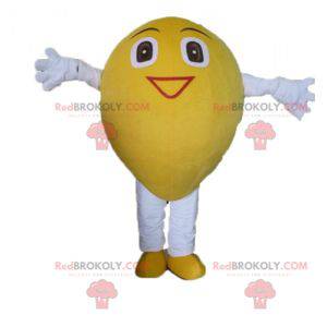 Mascotte de citron jaune géant et souriant - Redbrokoly.com