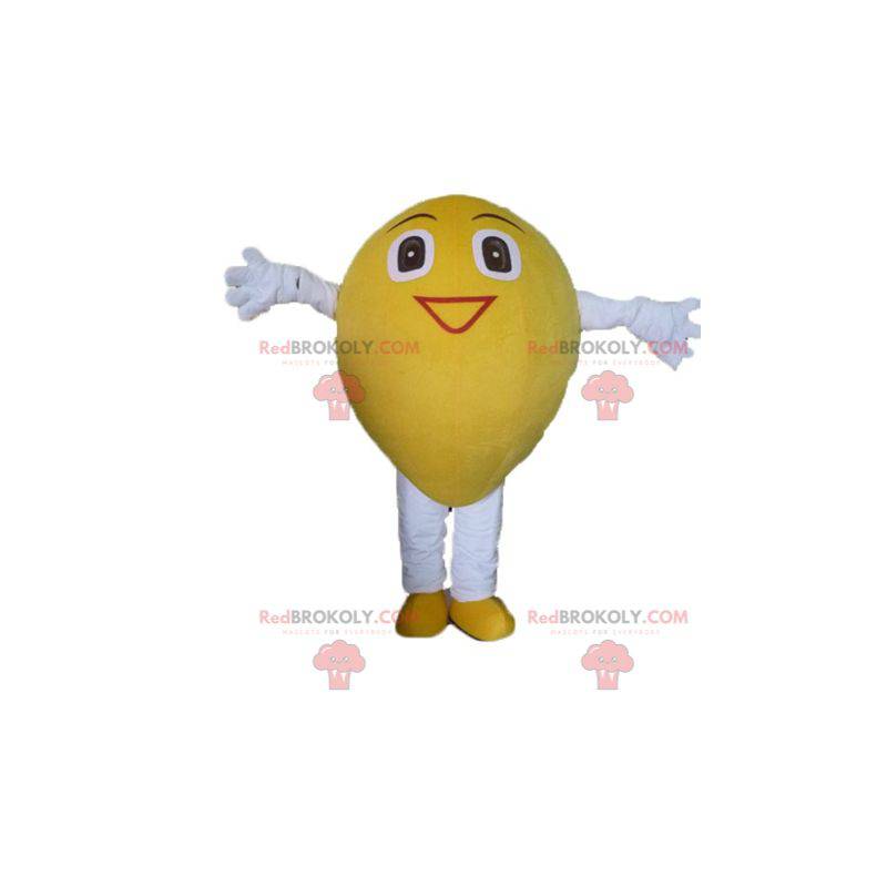 Mascotte de citron jaune géant et souriant - Redbrokoly.com