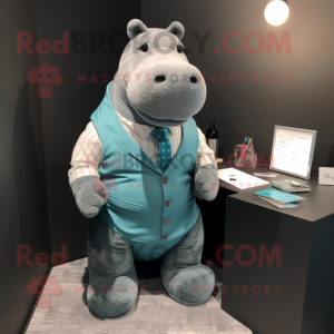 Teal Hippopotamus mascotte...