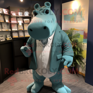 Teal Hippopotamus mascotte...