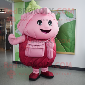 Pink Corned Beef And Cabbage mascot costume character dressed with a Chinos and Clutch bags