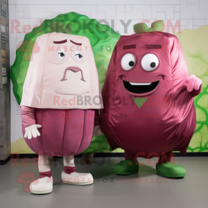 Pink Corned Beef And Cabbage mascot costume character dressed with a Chinos and Clutch bags