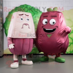 Pink Corned Beef And Cabbage mascot costume character dressed with a Chinos and Clutch bags