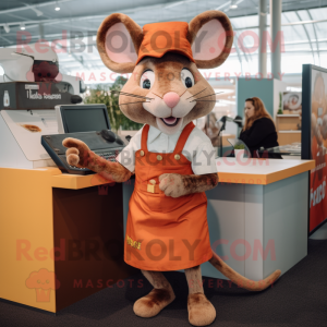 Rust Mouse mascot costume character dressed with a Culottes and Watches