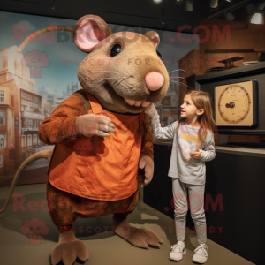 Rust Mouse mascot costume character dressed with a Culottes and Watches