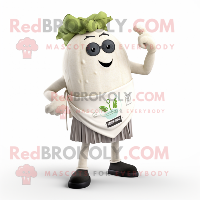 White Beet mascot costume character dressed with a Tank Top and Ties