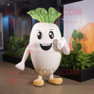 White Beet mascot costume character dressed with a Tank Top and Ties