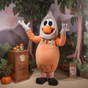 Peach Graveyard mascot costume character dressed with a Long Sleeve Tee and Mittens